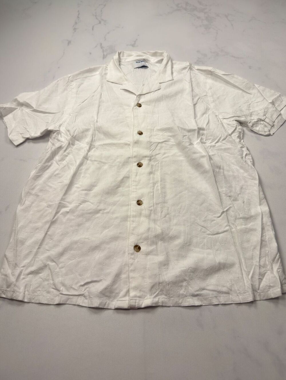 Old Navy Button-Up Shirt White 2000s Minimalist Relaxed Fit - Mens L